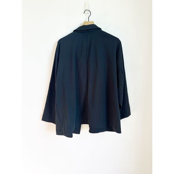 Eileen Fisher Organic Cotton Open Front Notched Blazer Black 3X Plus - Picture 4 of 6